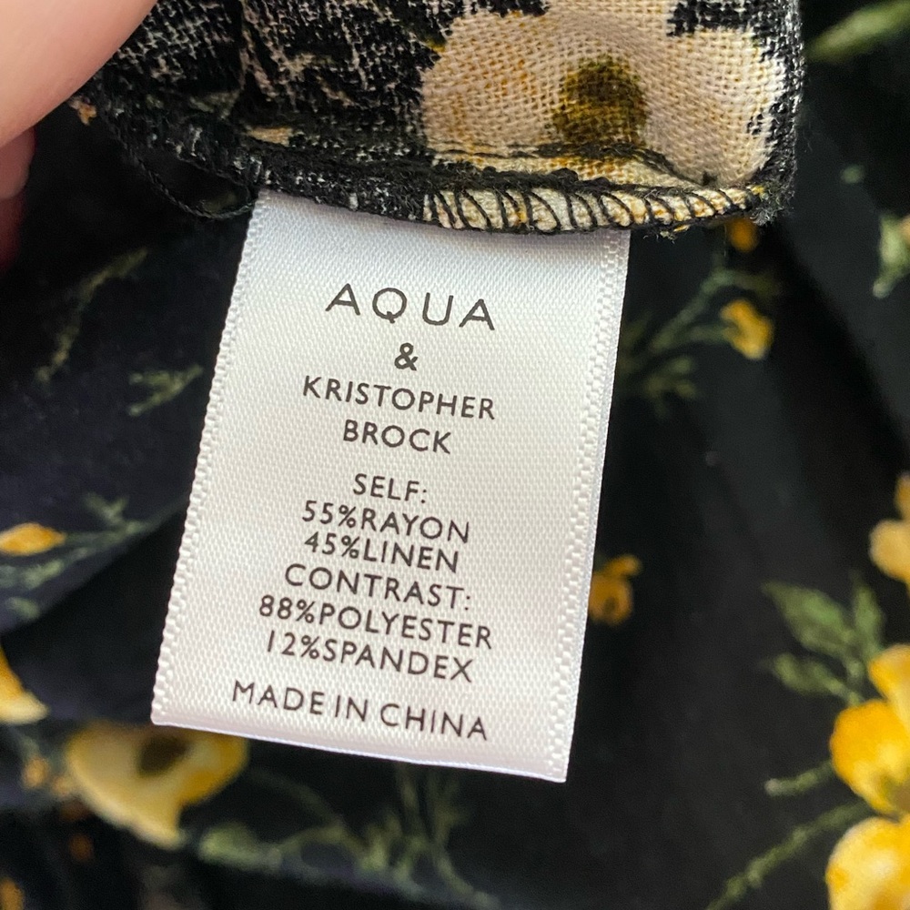 AQUA Medium Floral Print Wide Leg Pants - Picture 9 of 10